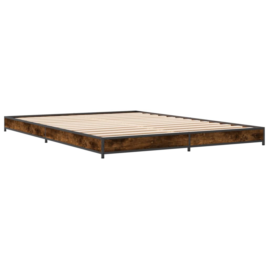 Bed Frame without Mattress Smoked Oak 120x200 cm